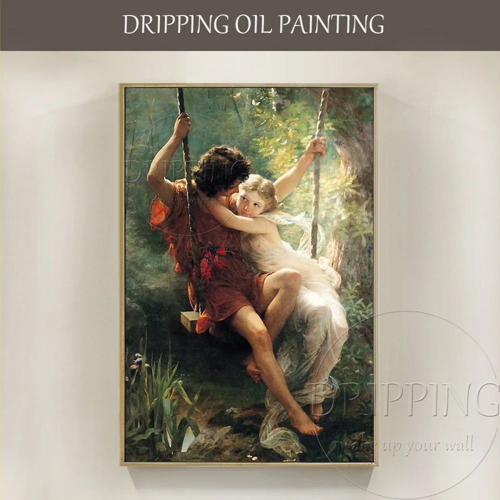 

Artist Hand-painted High Quality French Artwork The Spring Swing Oil Painting on Canvas Pierre Auguste Cot Spring Oil Painting