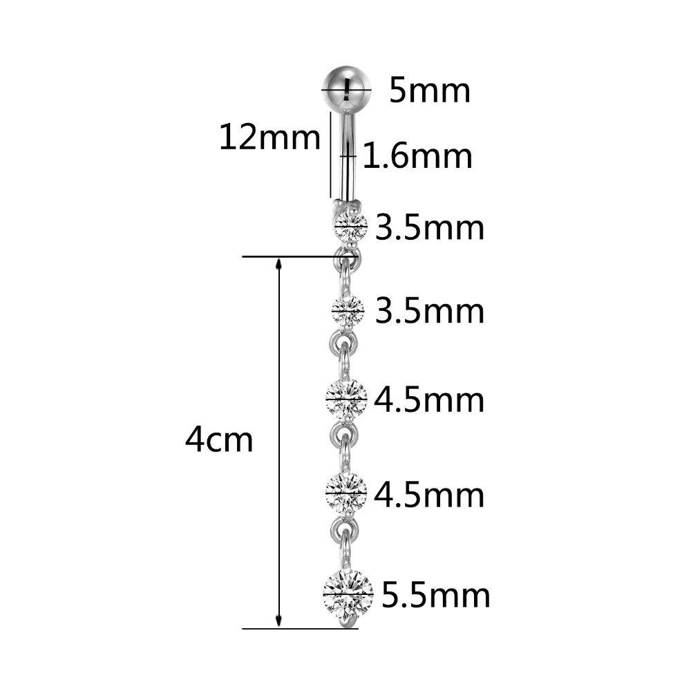 Long Tassel Zircon Belly Piercing Rings 14G Titanium Navel Earring Women Babe Fashion Jewelry Ombligo Pircing Summer Accessories