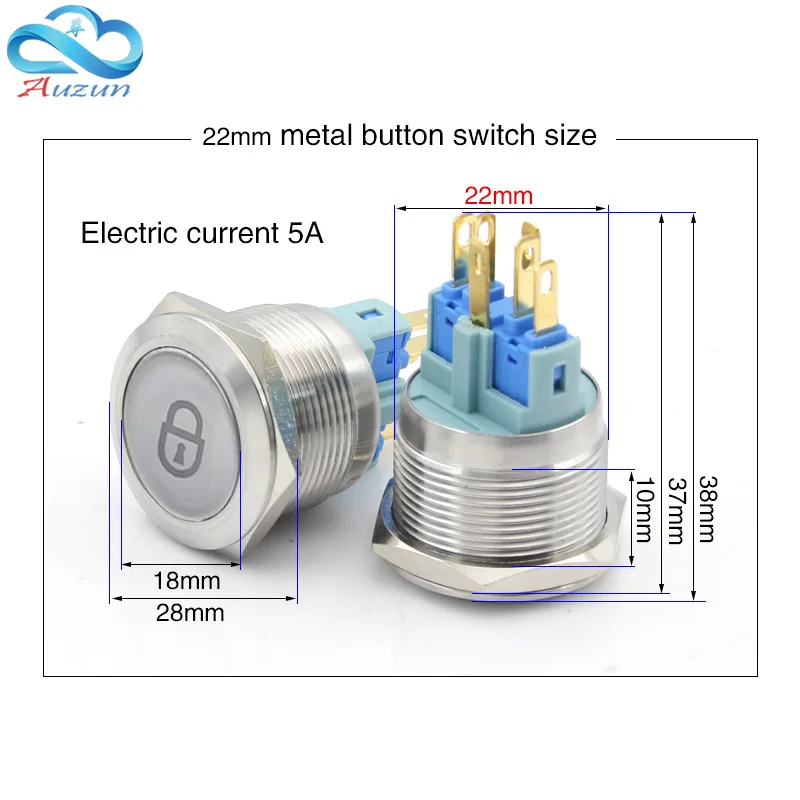 10PCS 16/19/22MM Metal Push Button Switch Self-lock Multiple Graphics Can Be Customized Total Switch 12/24/110/220v Usb Wifi