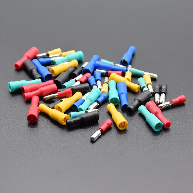 50pcs red 25pcs Female 25pcs Male Insulated Electric Connector Crimp Bullet terminal for 22~16 AWG Audio Wiring FRD MPD1-156