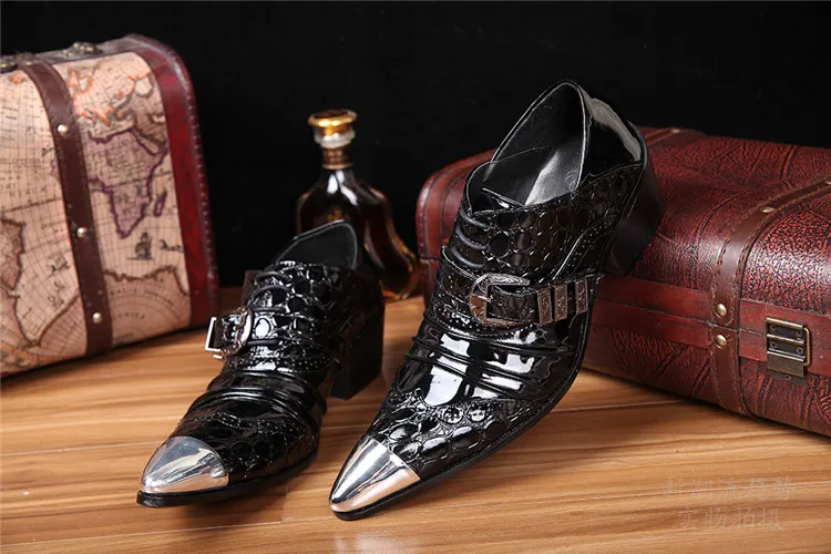 

Mens patent leather black shoes crocodile high heels handmade italian mens shoes mariage dress wedding 2022 oxford shoes men