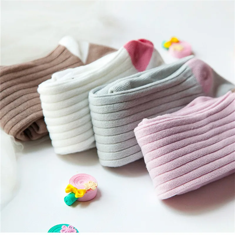 5pcs  Anyongzu Unisex Winter Combed Cotton Small Fresh And High Elastic Vertical Stripes Baby Leggings  Children pantyhose