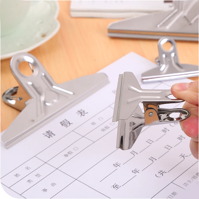 5 pcs/lot Simple Stainless Steel Folder Iron Clamp Paper Clip Students Dovetail Clips Small And Big Size School Office Supplies