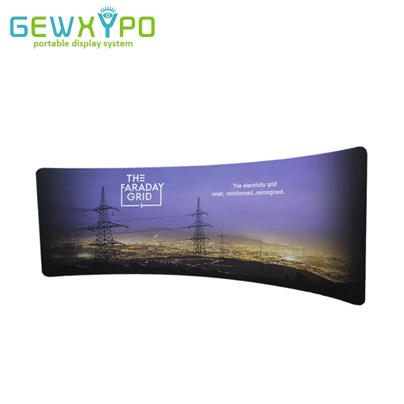 20ft(W)X7.5ft(H) C Shape Advertising Events Portable Tension Fabric Media Wall Display Stand With Pop Up Banner Custom Printing