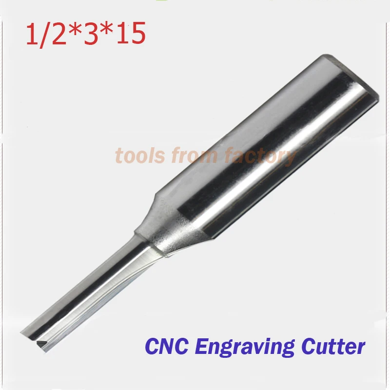 1pc 2ZD 1/2*3*15 Straight Double-edged Cutter Alloy Milling Cutter Woodworking CNC Engraving Machine Cutter Slotted 1/2 Shank