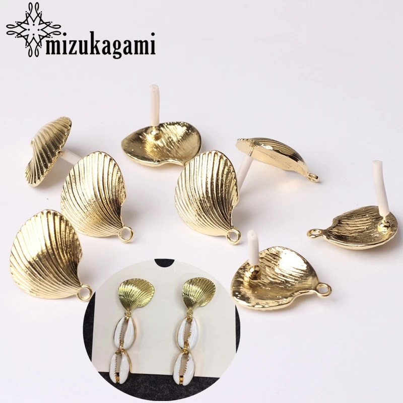 Zinc Alloy Stud Earrings Conch Shell Earrings Connector 19mm 6pcs/lot For DIY Bohemia Earrings Jewelry Making Accessories