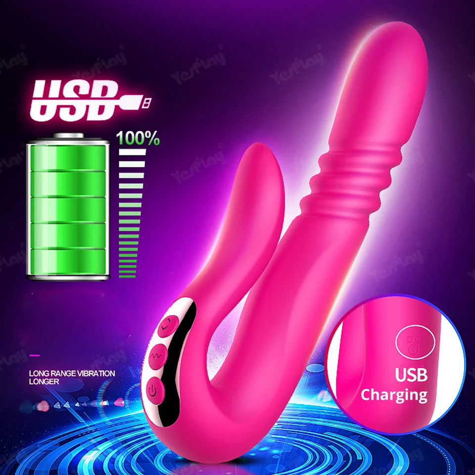 New Dildo Vibrator Automatic Telescopic Rotation Heating 10 Speeds Vibration G-spot Clitoris Vaginal Massage Sex Toys for Women