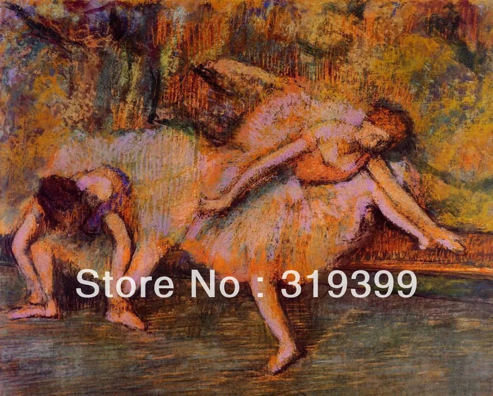 

Oil Painting Reproduction on Linen Canvas,two-dancers-on-a-bench by a Lake by edgar degas ,Free Shipping,100%handmade