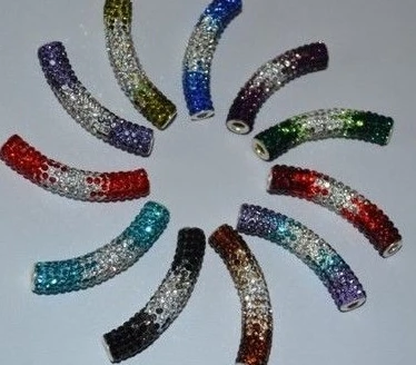 

10 pcs/lot 45cm mixed multicolor disco pave diy loose s535 bracelet necklace gradient tube beads long bending Crystal