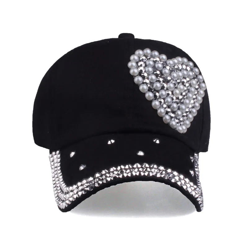 [YARBUU] new fashion high quality baseball caps Rhinestone Semicircle Pearl cap hat for women Love style snapback hats female