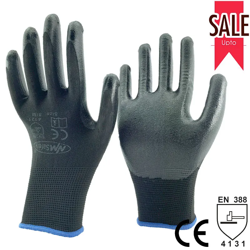 NMSafety Nitril Arbeit Handschuhe Nylon Liner Getaucht Palm Auto-Reparatur Montage Sicherheit Handschuhe Arbeits