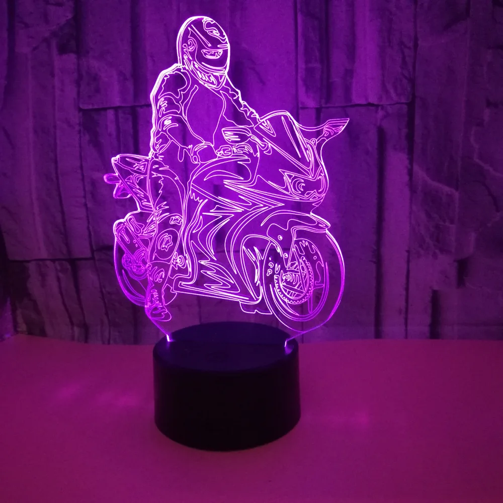 Motorcycle 3d Lamp Veilleuse Enfant Bedroom 3d Nightlight  Novelty Luminaria Led Usb Led Lamp Powerbank Kids Led Night Light