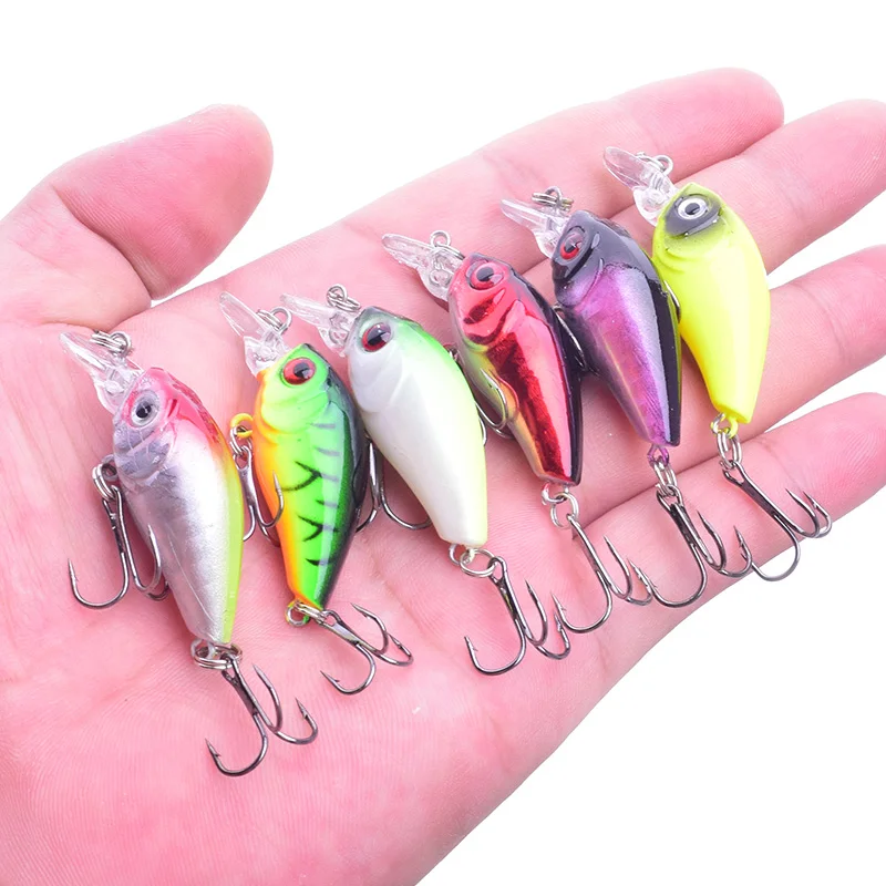 Señuelo de pesca de manivela, cebo duro Artificial, Swimbait, Crankbait con gancho triple para carpa, aparejos de lubina, 4,5 cm, 4g, 1 unidad