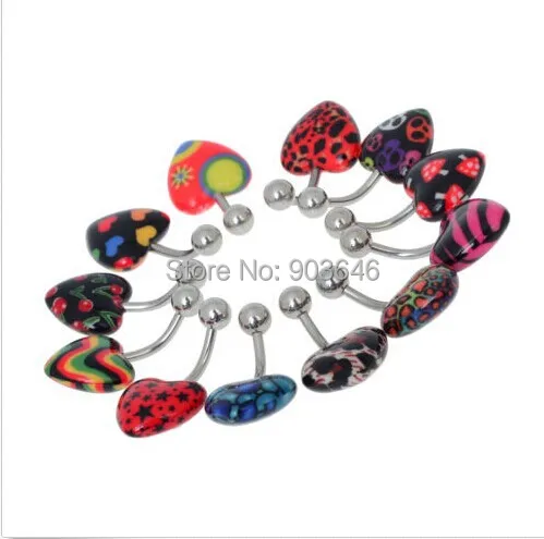 Free shippment 120pcs Body Jewelry -NEW Navel Belly Rings12 styles logos mixing Button Barbells