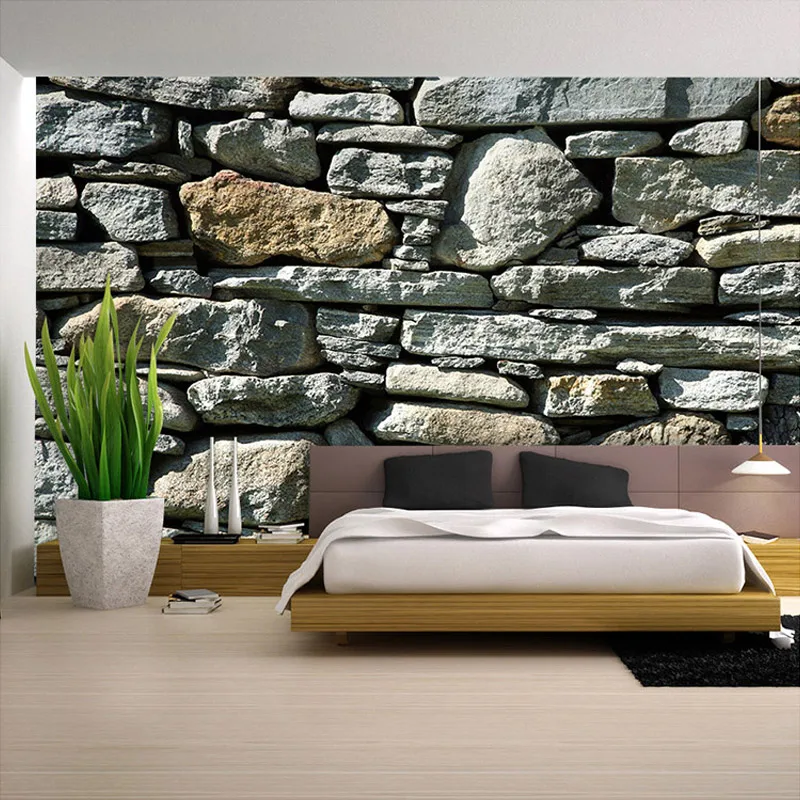 

Custom 3D Photo Stone Brick Wall Wallpaper Country Style Wall Mural Elders' Room Embossed Paper Wallpapers Home Decor Sticker