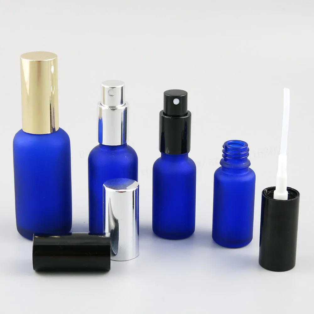 

Frost Blue Glass Bottle With Aluminium Mist Sprayer Empty Travel Glass Parfum Bottle 100ML 50ML 30ML 20ML 15ML 10ML 12PCS