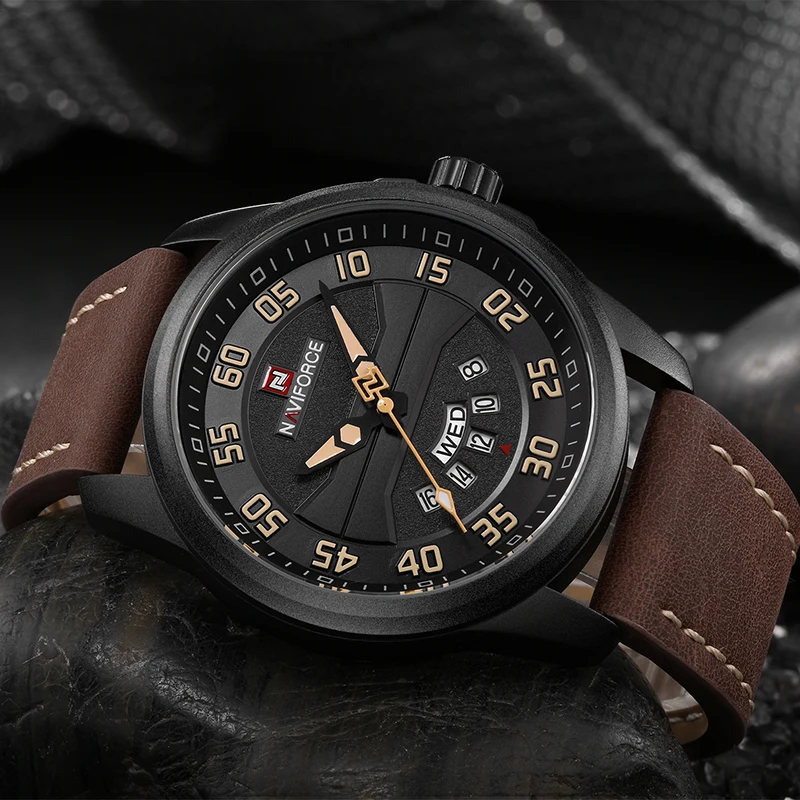 Mens Watches Top Brand NAVIFORCE Luxury Date Quartz Watch Man Leather Sport Army Military Wristwatch Men Clock Relogio Masculino