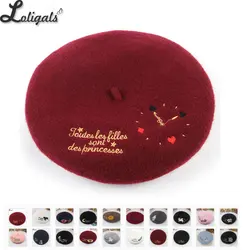 Sweet Women's Lolita Beret Wool Embroider Beret Hat Warm Winter Berets