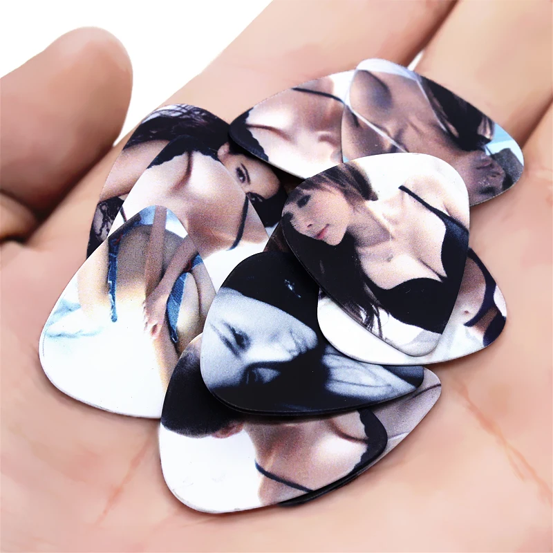 SOACH 10pcs 0.71mm sexy girl quality two side earrings pick DIY design guitar Accessories pick guitar picks