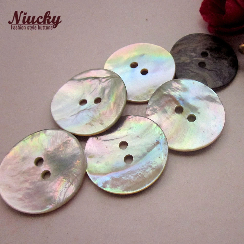 Niucky 21mm /23mm /25mm/ 30mm 2 holes Thickened Akoya Shell Coat Buttons Natural Big Shell Buttons Supplies S0101-051#21-30