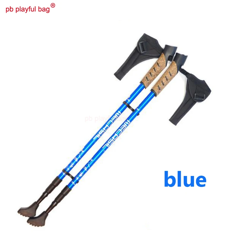 Hot-selling outdoor cross-country straight handle walking stick 6061 aluminum alloy strong internal lock Climbing Stick  ZK03