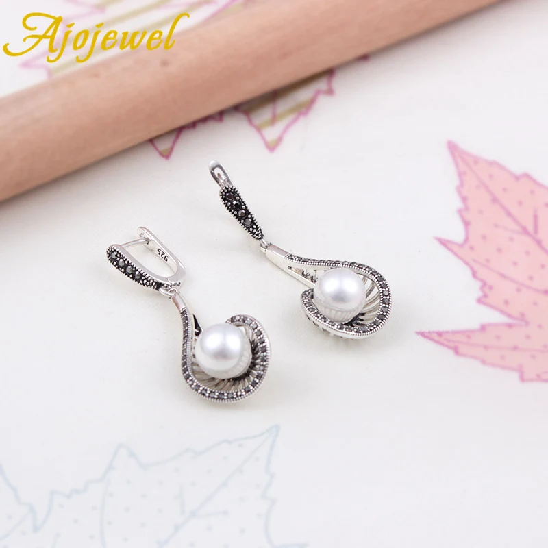 Ajojewel Vintage Simulated-pearl Long Drop Earrings For Women Elegant Party/Wedding Gift For Lady