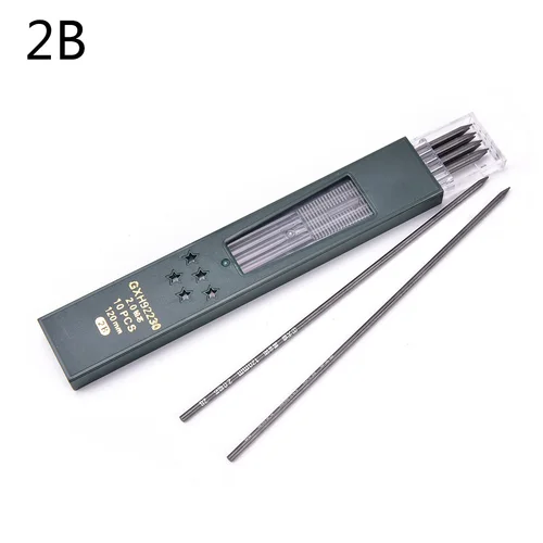 Imagen 2 del producto Lápiz mecánico con recambio de plomo para estudiantes, suministros de oficina y escuela, color negro, 2B HB creativo, 2,0mm, 10 unids/caja