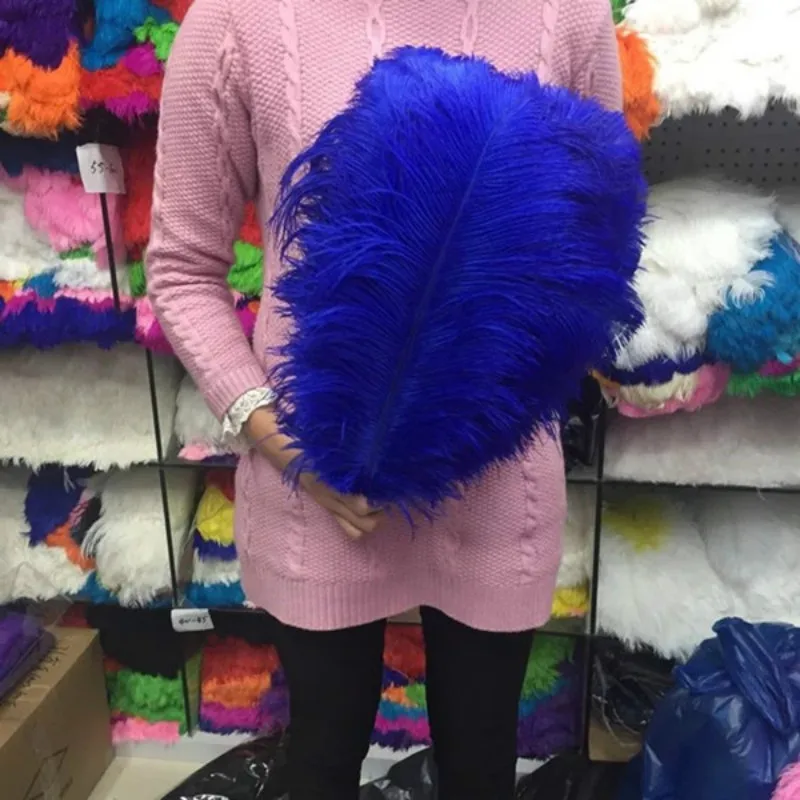 

50pcs/lot blue ostrich feather 35-40 CM 14-16 inche plume performance headwear clothing festival wedding decoration feathers