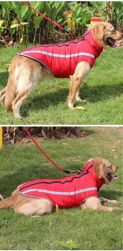 Winterwarmer Mantel für große Hunde, Fleece-Futter, wasserdichte Haustierjacke für große und mittelgroße Hunde, reflektierende Weste, Bulldogge, Labrador-Kostüme – Detail 15