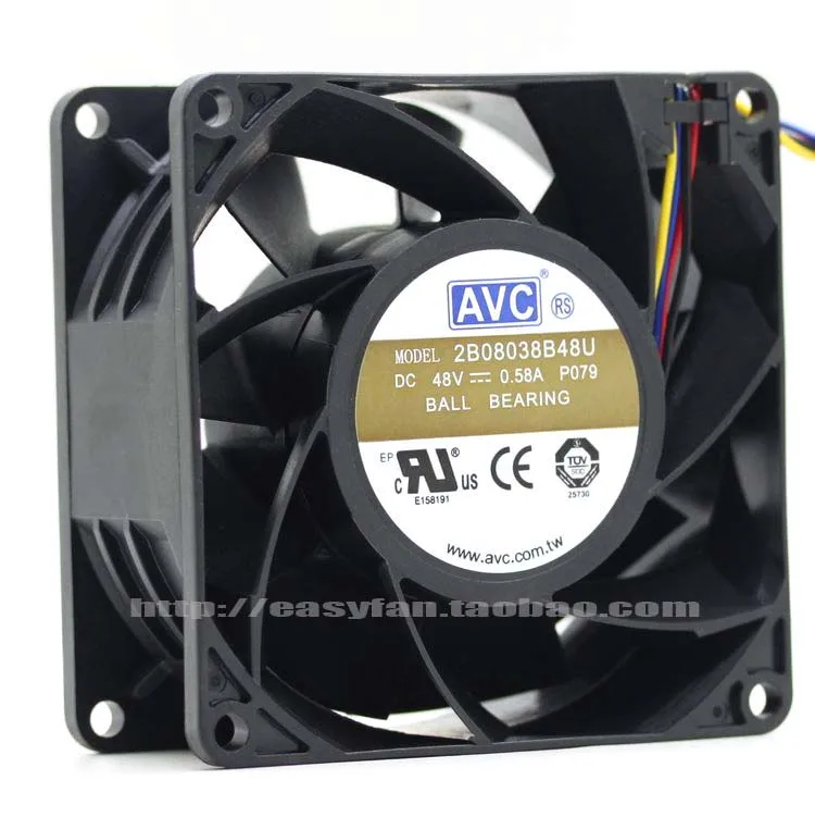 

NEW AVC 2B08038B48U 8038 8CM 48V 0.58A PWM double ball bearing cooling fan