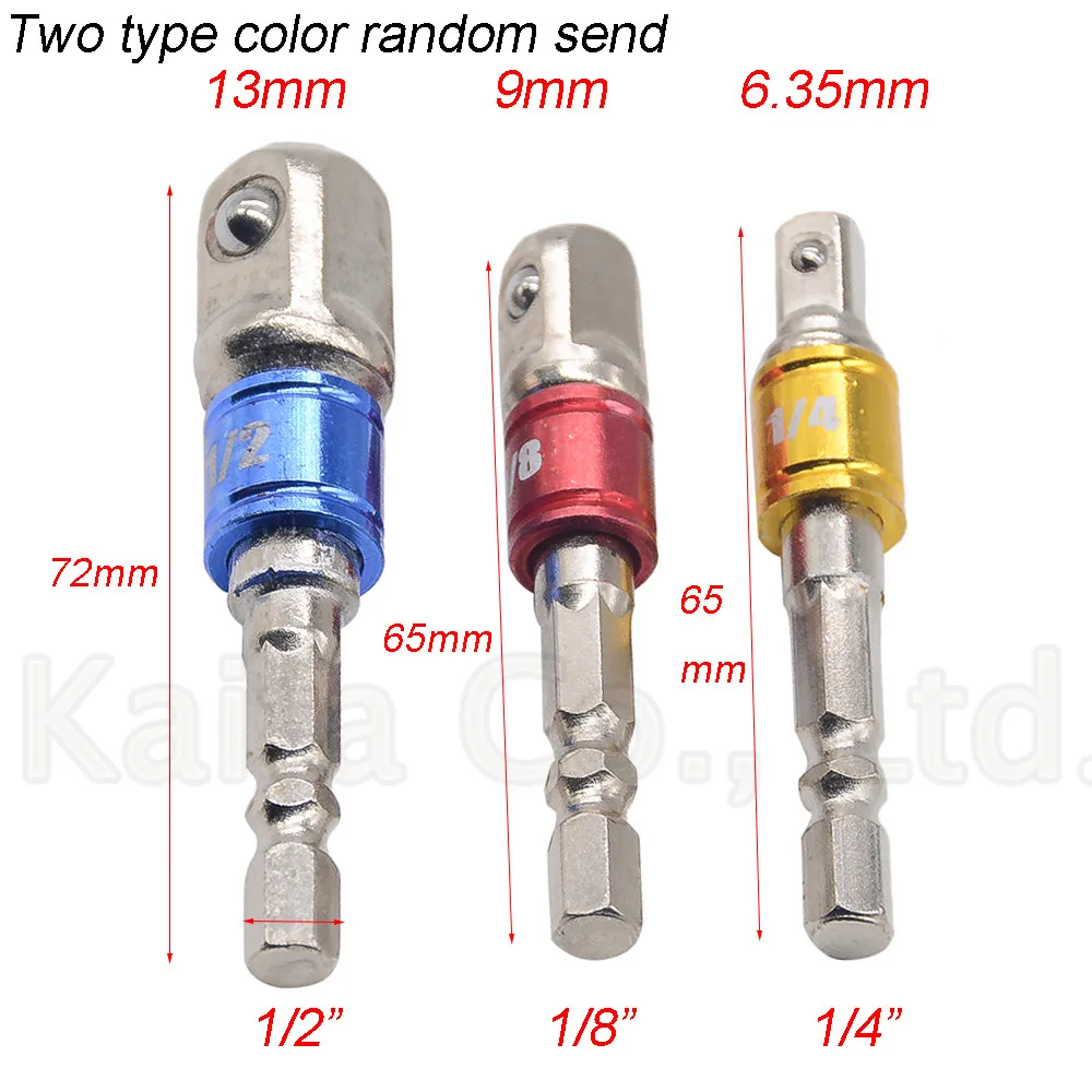 3pcs Hex Boor Power Bit Socket Drive Adapter extension Set 1/4 "3/8" 1/2 "Socket Bit Adapter hex Shank Met Vaste Kraag Ringen