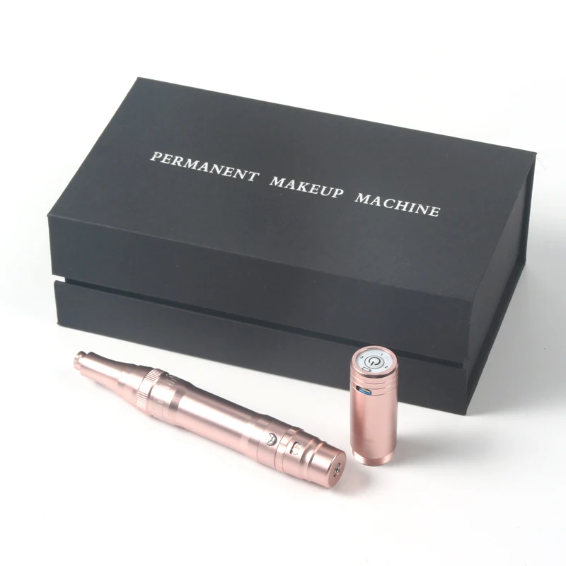 

Rose Gold Eyebrows Tattoo Machine Wireless Permanent Makeup machine with Cartridges Needles Rechargeable Tattoo Gun