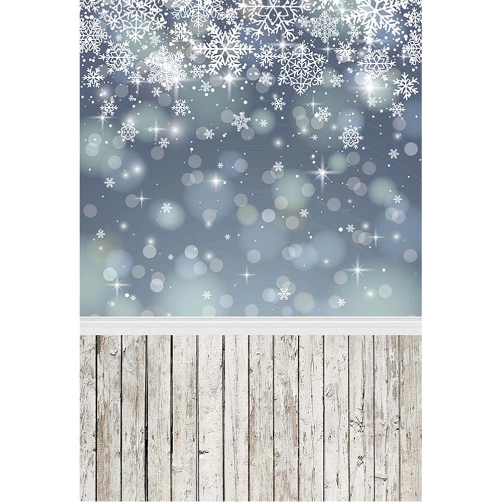 

Digital Printed Snowflakes Photo Backdrop Wooden Floor Bokeh Polka Dots Newborn Baby Shower Props Kids Photography Backgrounds