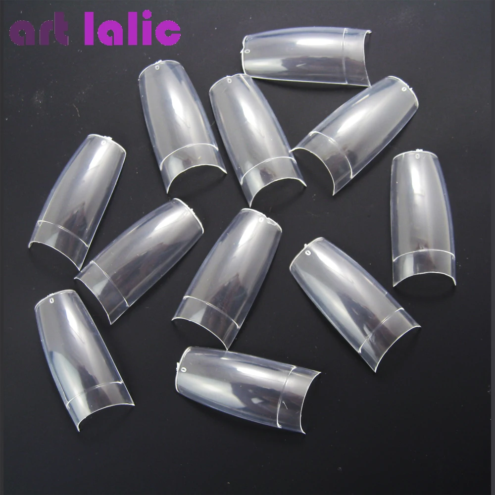 

500 Pcs Clear French Style False Nail Tips Acrylic UV Gel Decorations with 10 Sizes for Nail Art