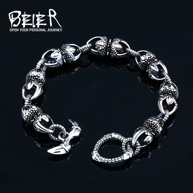 Beier Punk Rock  Men Bracelets & Bangles 2018 Biker Never Fade Stainless Steel HipHop Chain Jewelry Dropshipping LLBC8-058