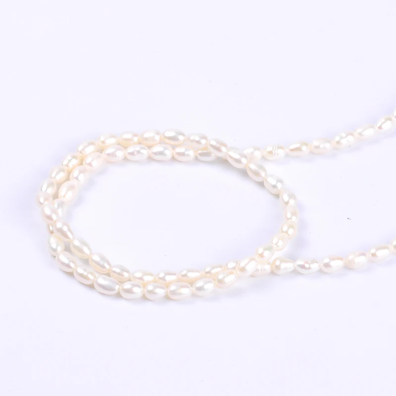 1pack/lot 4mm AA excellent quality white rice oval Natural freshwater Pearl Loose Beads DIY for Jewelry bracelet necklace