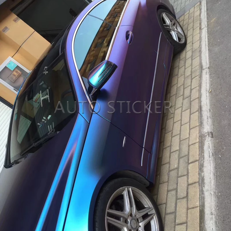 

Matte Metallic Chameleon Vinyl Wrap Film Chameleon Blue To Purple Car Wrap Sticker with Air Release Size:1.52*20M/Roll