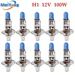 10pcs H1 100W 12V Halogen Bulb Super Xenon White Fog Lights High Power Car Headlight Lamp Car Light Source parking auto