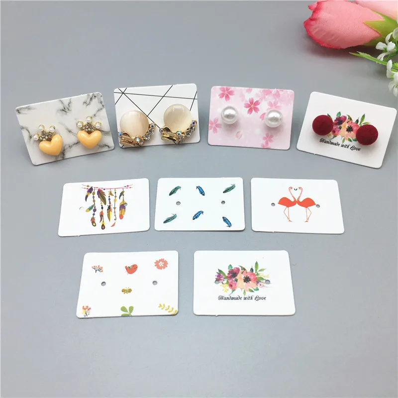 

3.5*2.5cm 500Pcs/ Lot Colorful Paper Ear Studs Hang Tag Exquisite Jewelry Gift Kraft Paper Tag Ear Ring Paper Hang Price Tags