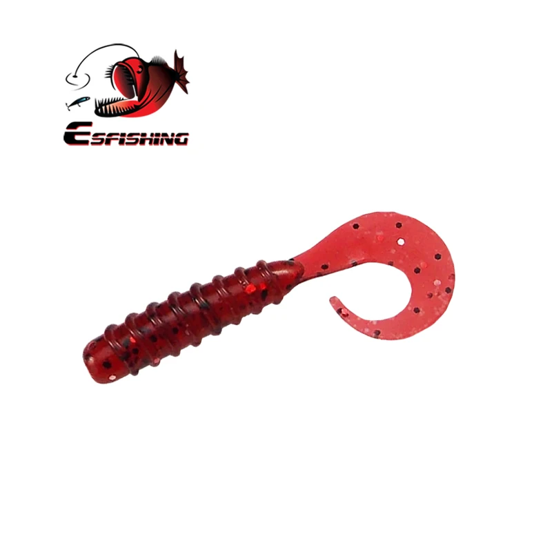 ESFISHING Soft Plastics bait Coil Sigle Tail Grub 55m 10pcs Artificial Silicone Bait Pesca Carp Fishing Lure Tackle