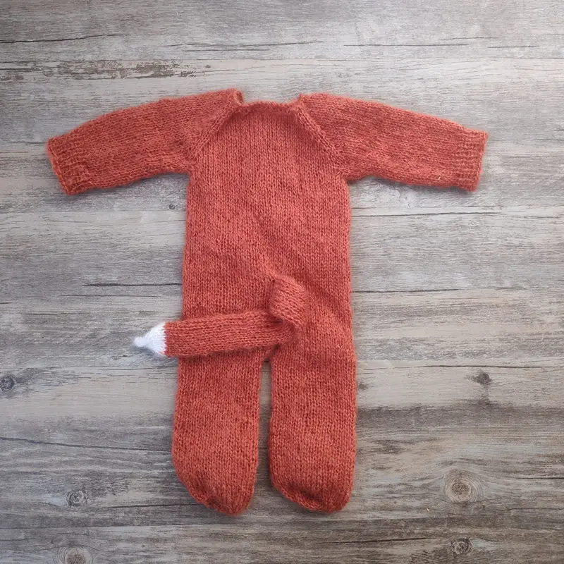 Newborn baby photography props,fox footed romper,baby mohair outfits photography props