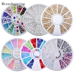 1 scatola AB colorato glitter per unghie strass fascino 3d perline perline punte decorazioni in ruote per accessori per nail art gel UV fai da te