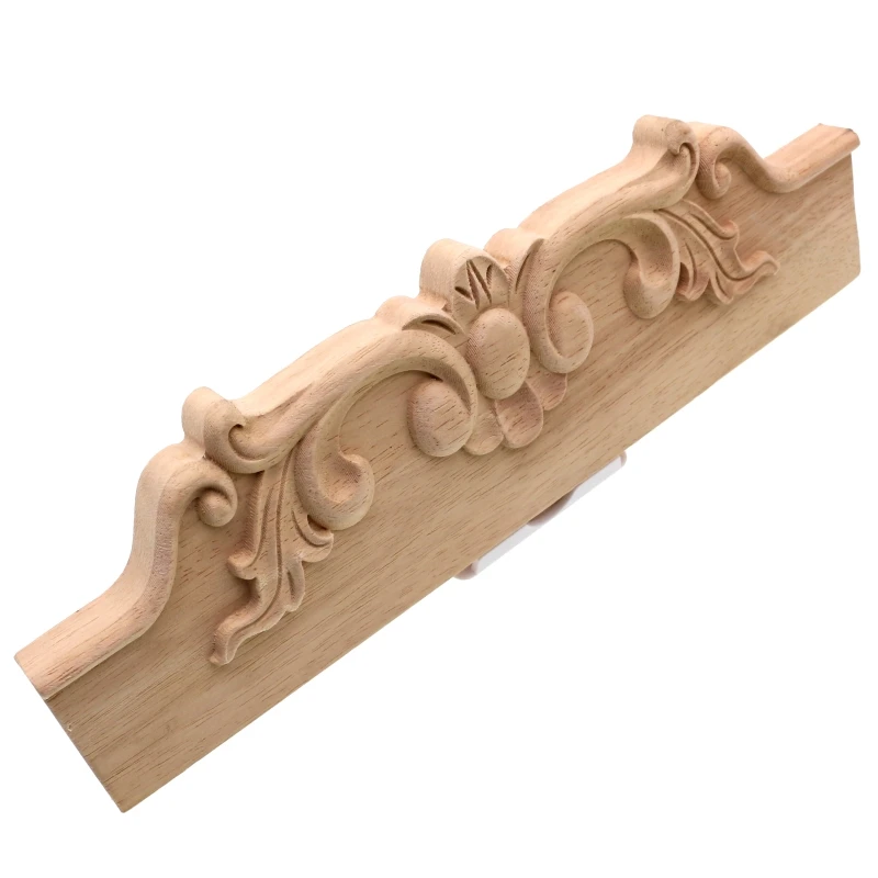 RUNBAZEF Woodcarving White Embryo Decorative Flower Solid Wood European Style Home Decoration Accessories Door Long Applique