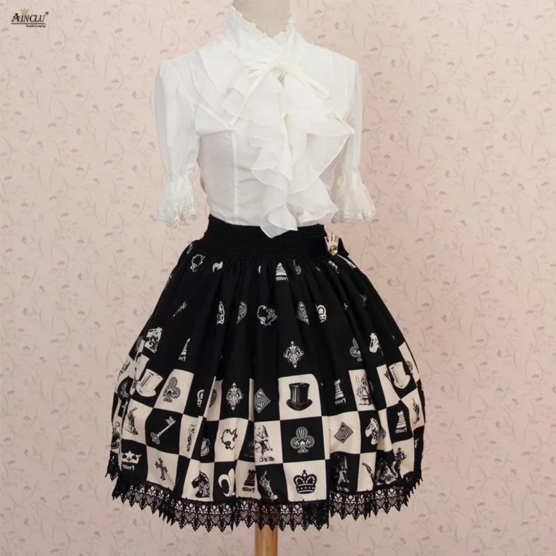 

Ainclu Free Shipping Polyester Lace Pattern Printed Goddess Puff Lolita Skirts Cospaly Vintage Dresses XS-XXL