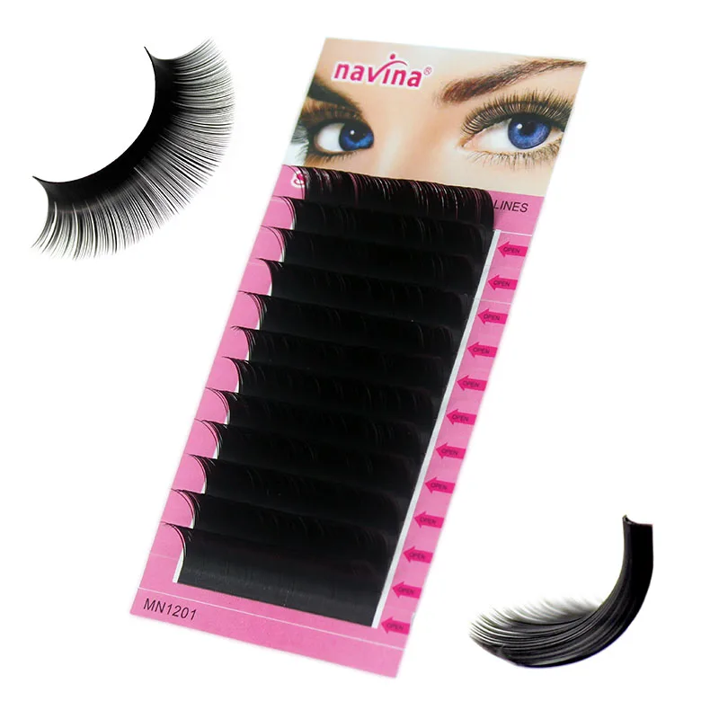 Navina Natural Long Black Faux Mink Eyelashes Individual Eyelash Extension Eye Lashes Soft False Fake Grafting TOP Cilias Cilios