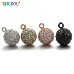 ZHUKOU 10x14mm Round Geometric Charms for Jewelry Making Best Quality Brass Cubic Zirconia Pendant for Jewelry Accessorie VD387