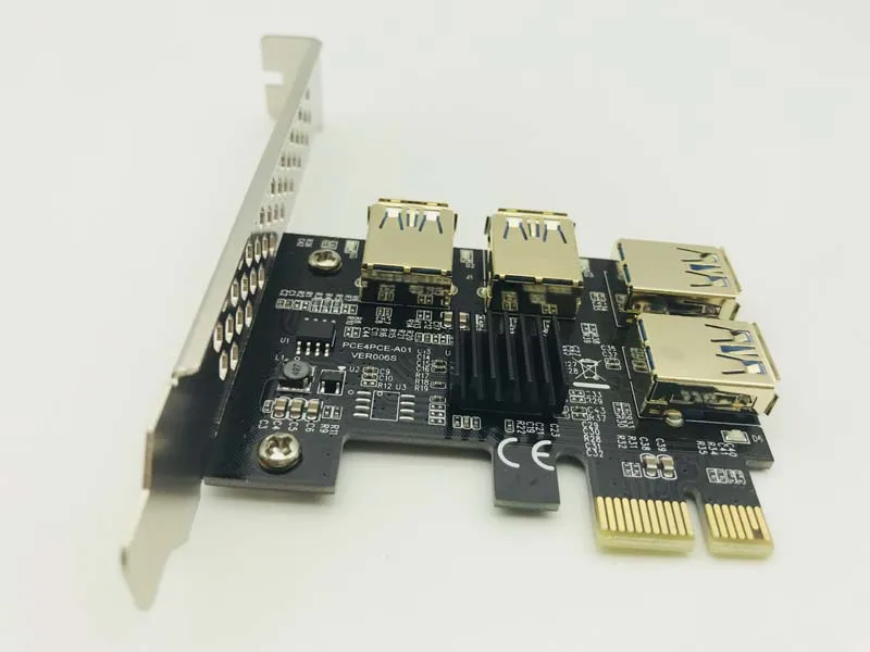 Imagem -04 - Cartão Ouro Pci-e Express 1x para 16x Riser Adaptador Usb 3.0 Pcie para Espaços Porta Multimídia para Mineração de Bitcoin Btc