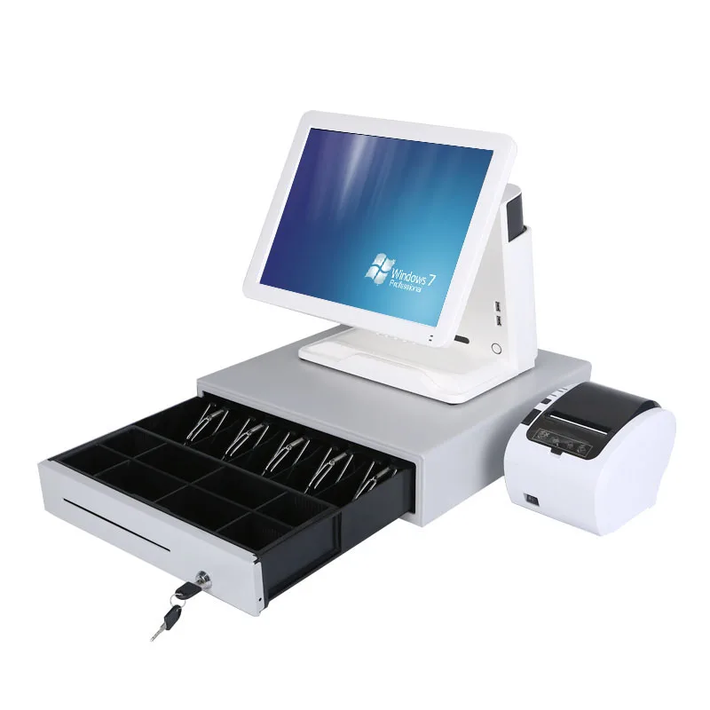 

15 Inch Single Touch POS Pure Capacitive Screen Retail POS With Printer and Cash Darwer