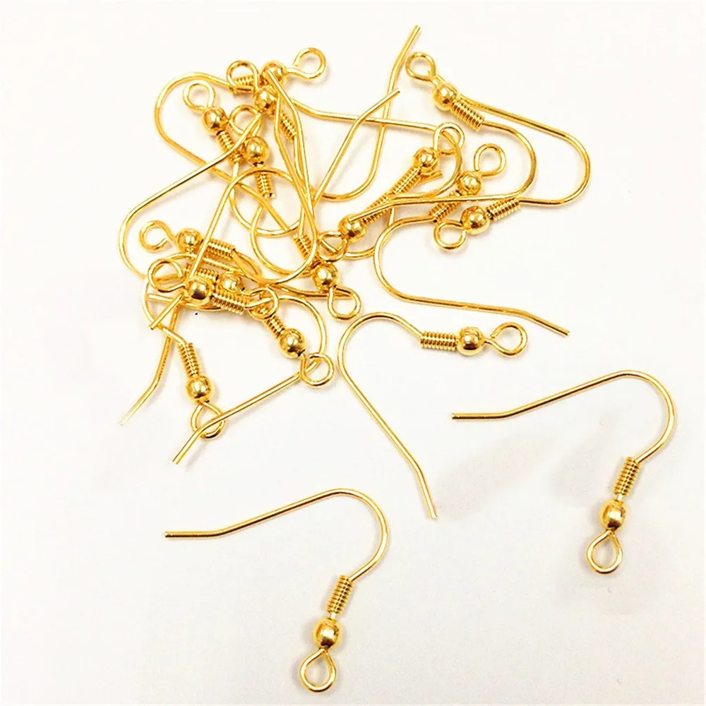 

Wholesale 200PCS Lot 18mm 18KG Yellow Gold Earring Hooks Ball Jewelry Accessory Findings Ear Wire