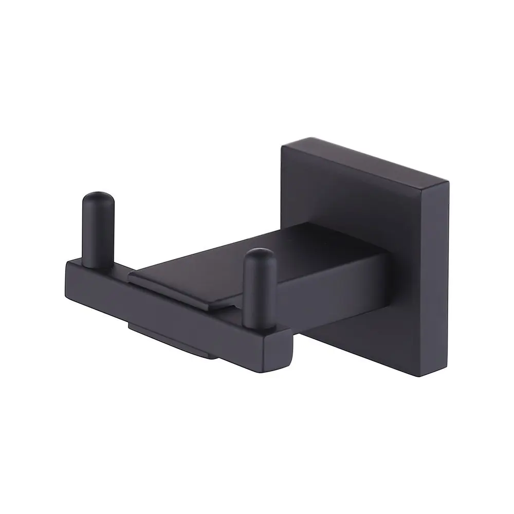 Wall Mount Matt Black SUS 304 Stainless Steel  Double Towel Hook for Bathroom Robe Hook in Shower Hook--